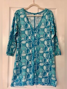 Lilly Pulitzer 100% Pima Cotton Teal & Aqua Dress